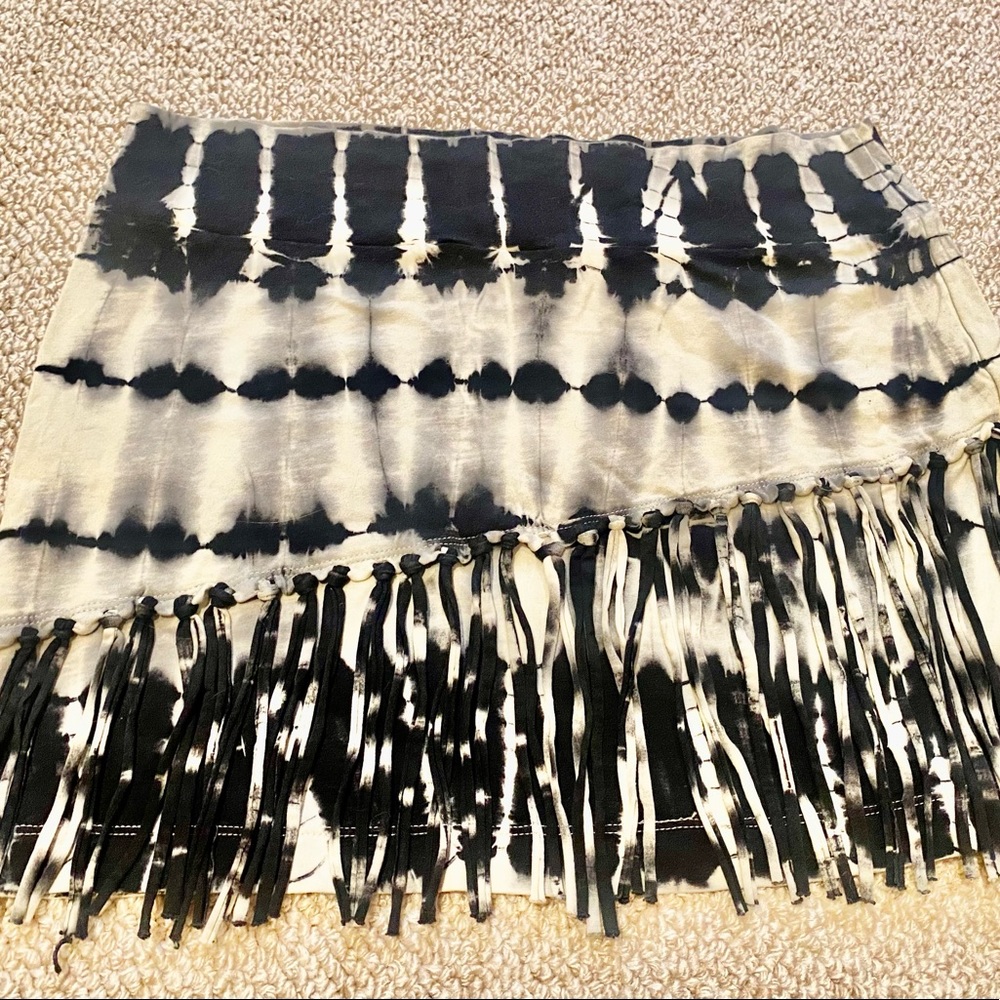 Super Stretchy Tie Dye Khush Fringe Mini Skirt size Large